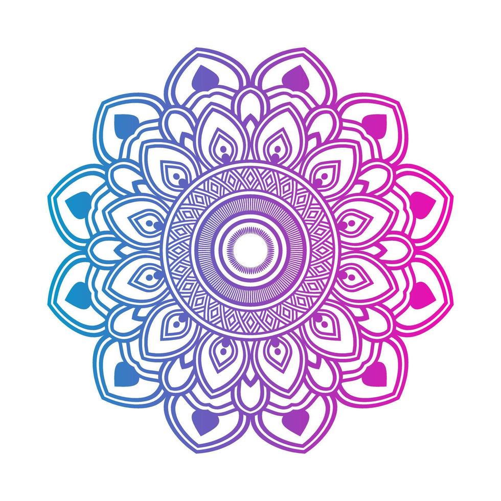 mandala de color degradado sobre fondo blanco aislado, mandala con motivos florales. adornos vector