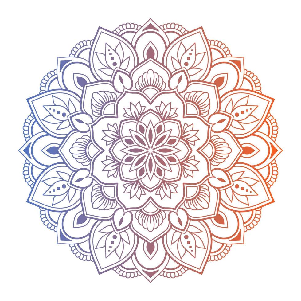 Gradient color mandala on white isolated background, Mandala with floral patterns. Ornaments vector