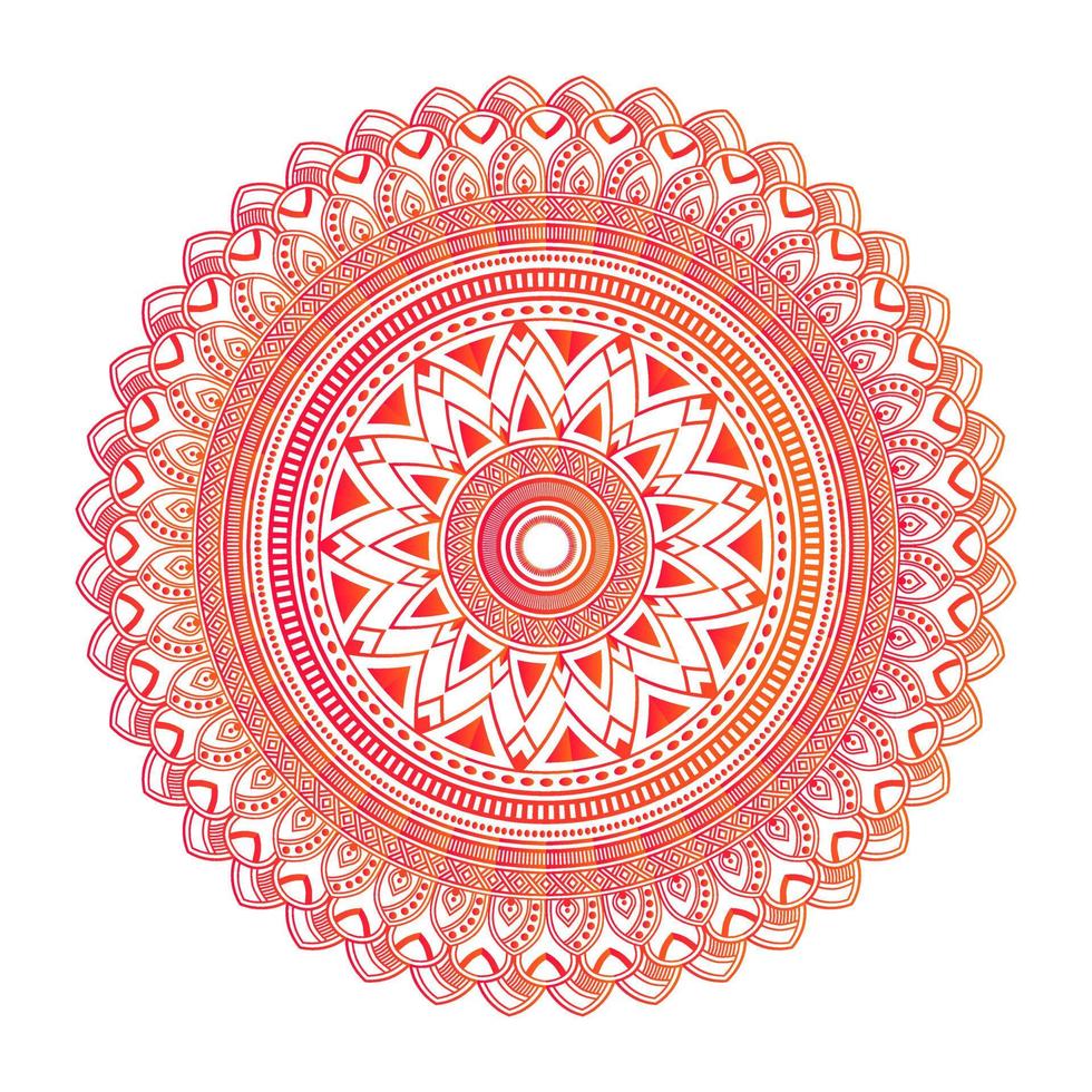 Gradient color mandala on white isolated background, Mandala with floral patterns. Ornaments vector