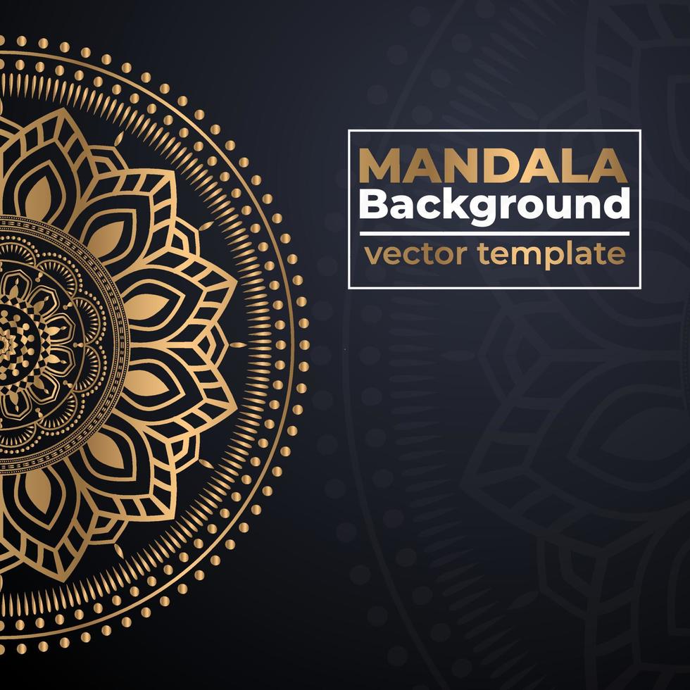 Abstract gold luxury mandala background vector illustration template, Circular ornamental arabesque pattern for print, poster, cover, brochure, flyer
