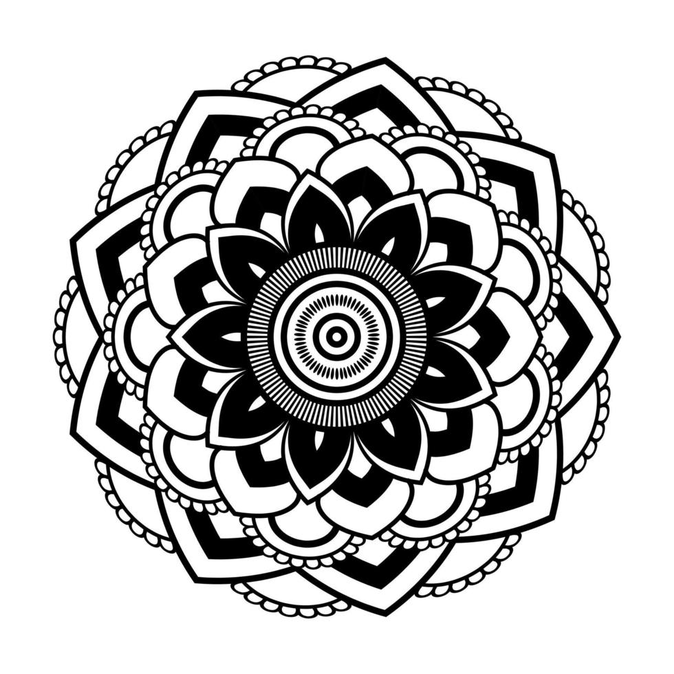 mandala, garabatos de plantilla de patrón de mandala, patrones de adorno redondo para henna, mehndi, tatuaje, página de libro para colorear vector