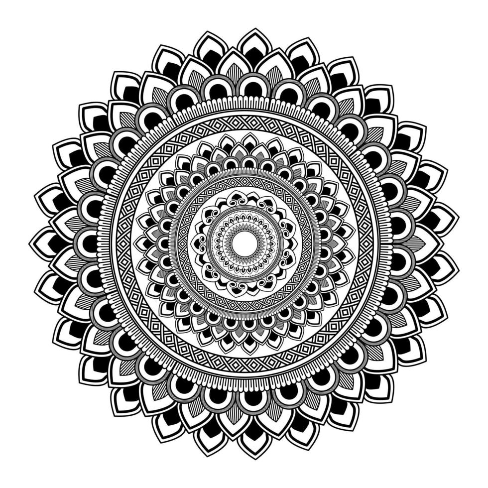 mandala, garabatos de plantilla de patrón de mandala, patrones de adorno redondo para henna, mehndi, tatuaje, página de libro para colorear vector