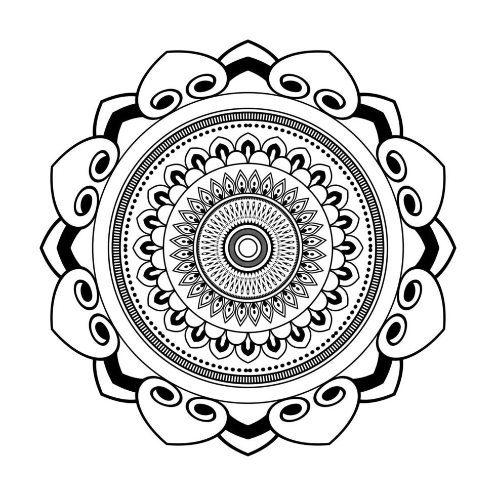 mandala, garabatos de plantilla de patrón de mandala, patrones de adorno redondo para henna, mehndi, tatuaje, página de libro para colorear vector