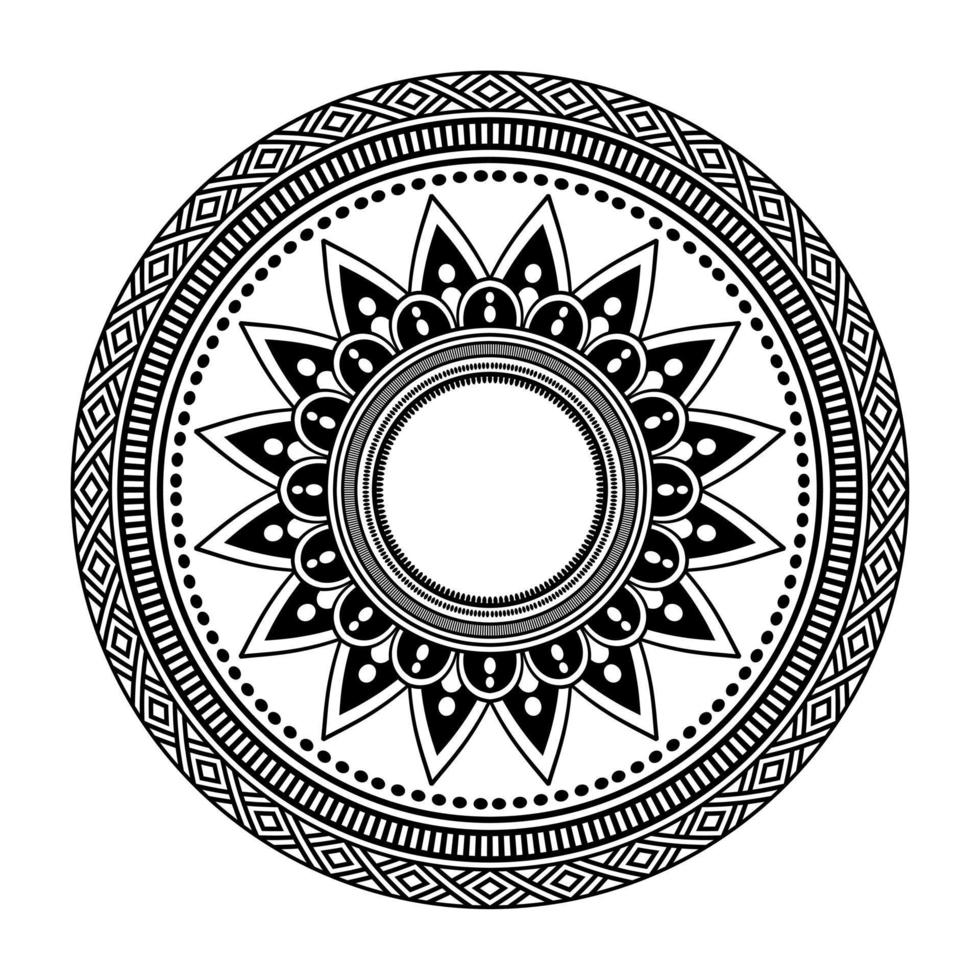 mandala, garabatos de plantilla de patrón de mandala, patrones de adorno redondo para henna, mehndi, tatuaje, página de libro para colorear vector