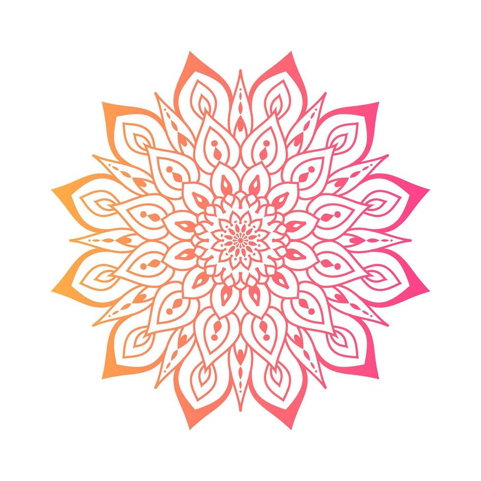 Gradient color mandala on white isolated background, Mandala with floral patterns. Ornaments vector
