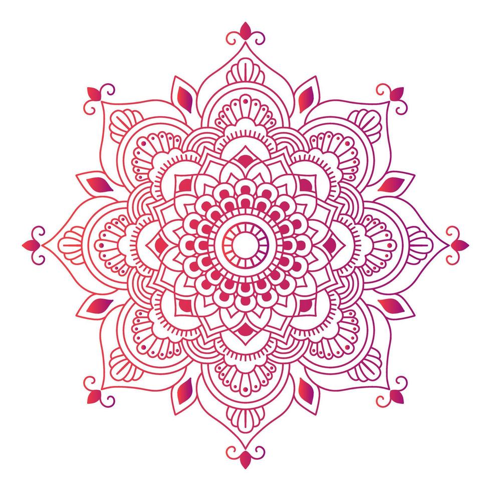 mandala de color degradado sobre fondo blanco aislado, mandala con motivos florales. adornos vector