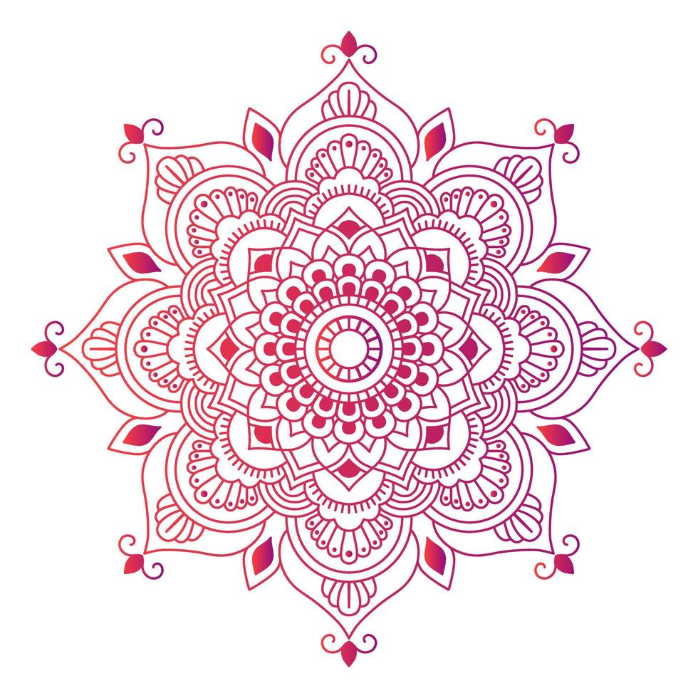 Gradient color mandala on white isolated background, Mandala with floral patterns. Ornaments vector