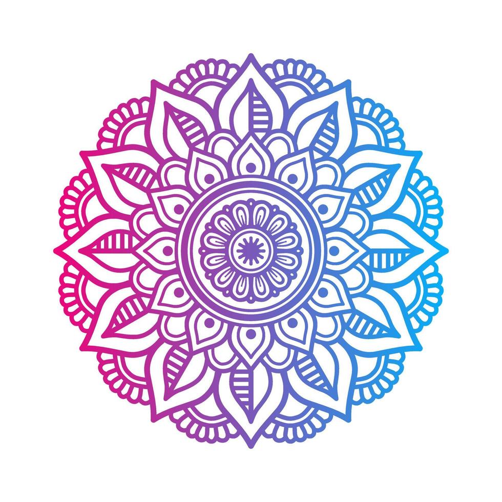 Gradient color mandala on white isolated background, Mandala with floral patterns. Ornaments vector