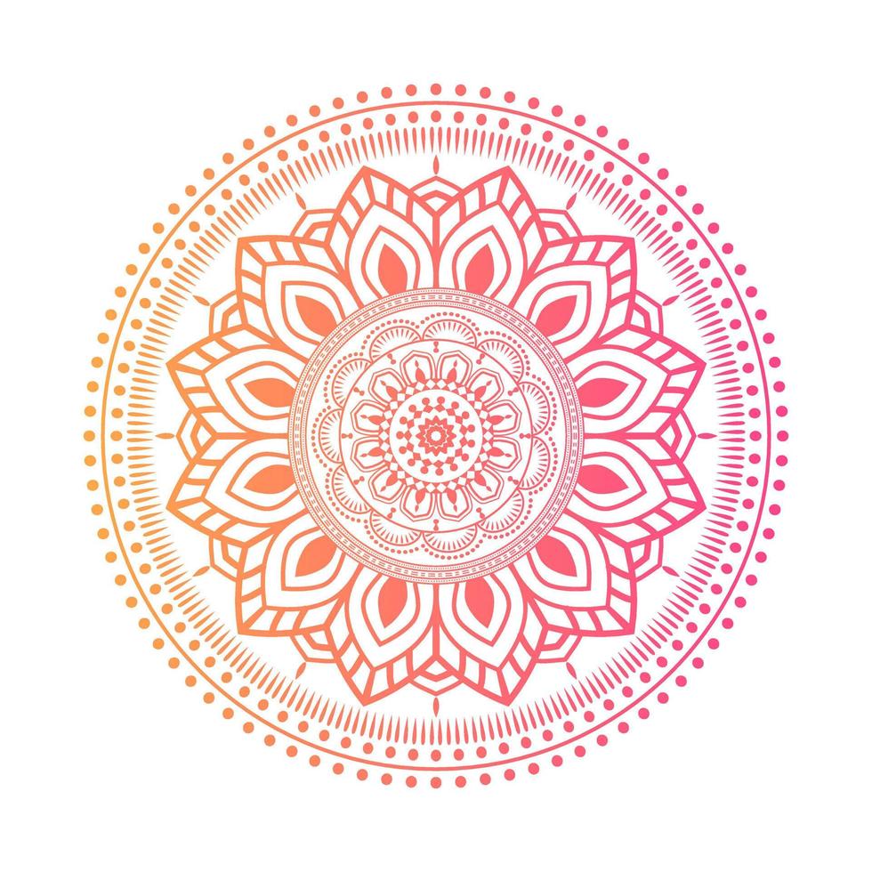 Gradient color mandala on white isolated background, Mandala with floral patterns. Ornaments vector