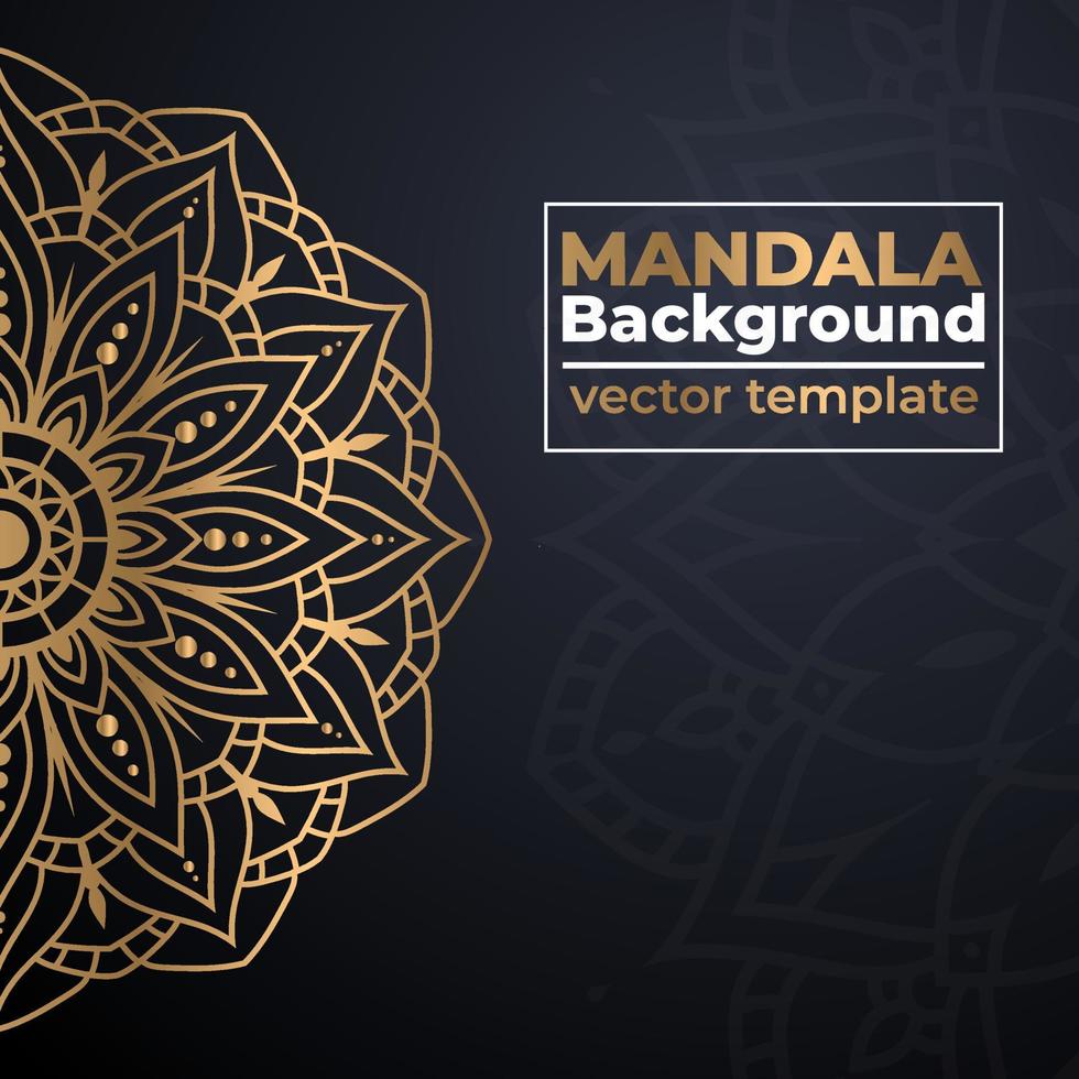Abstract gold luxury mandala background vector illustration template, Circular ornamental arabesque pattern for print, poster, cover, brochure, flyer