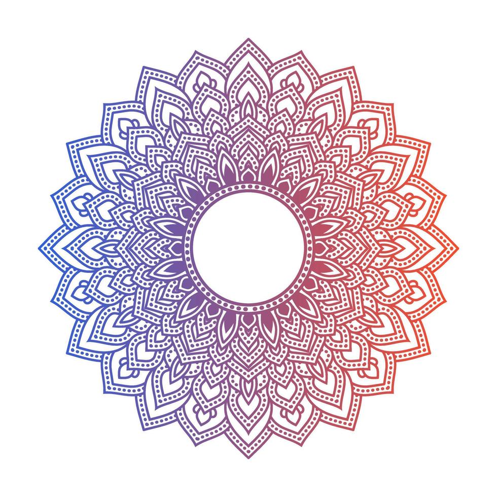 mandala de color degradado sobre fondo blanco aislado, mandala con motivos florales. adornos vector