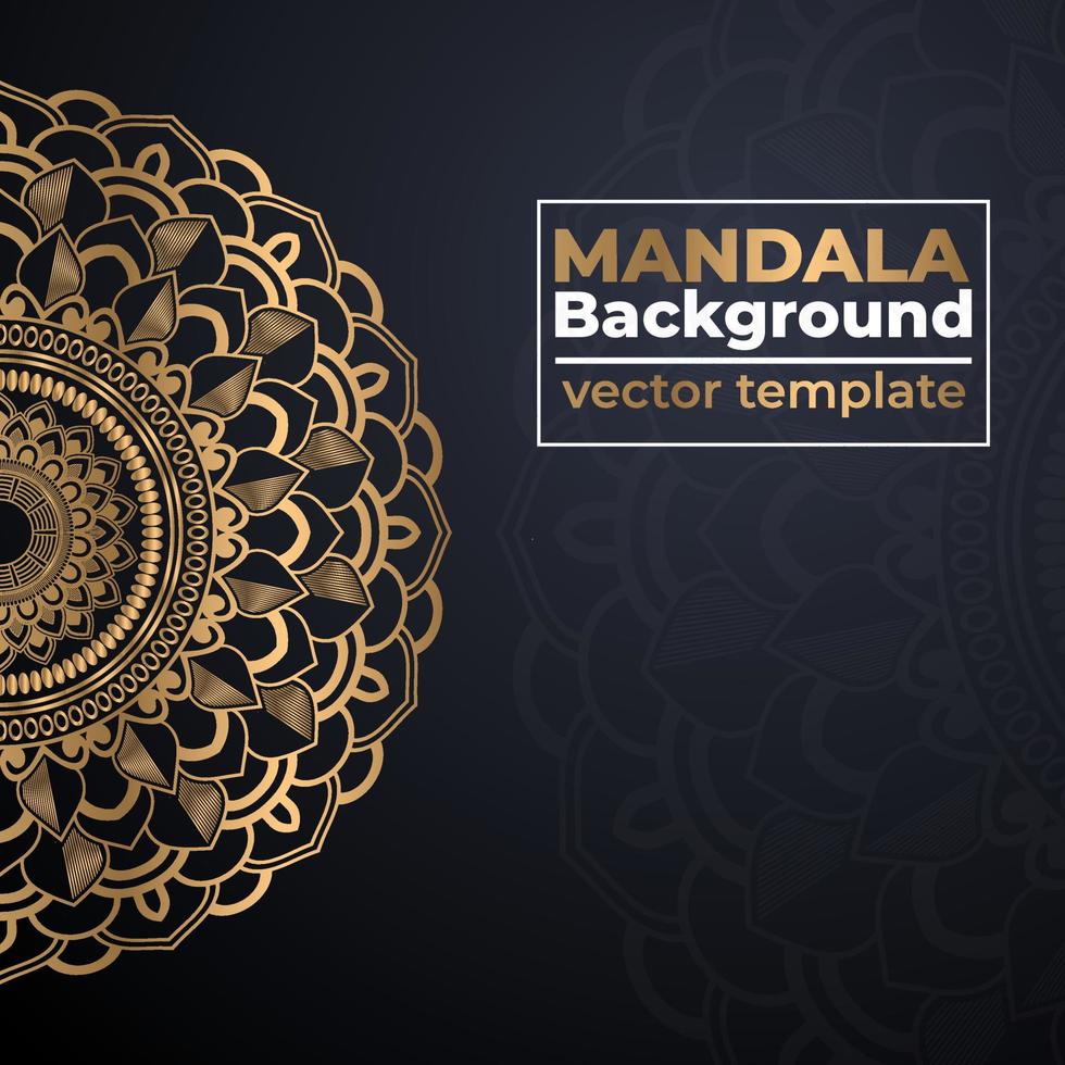 Abstract gold luxury mandala background vector illustration template, Circular ornamental arabesque pattern for print, poster, cover, brochure, flyer
