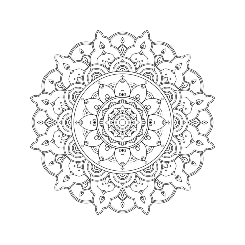 mandala, garabatos de plantilla de patrón de mandala, patrones de adorno redondo para henna, mehndi, tatuaje, página de libro para colorear vector