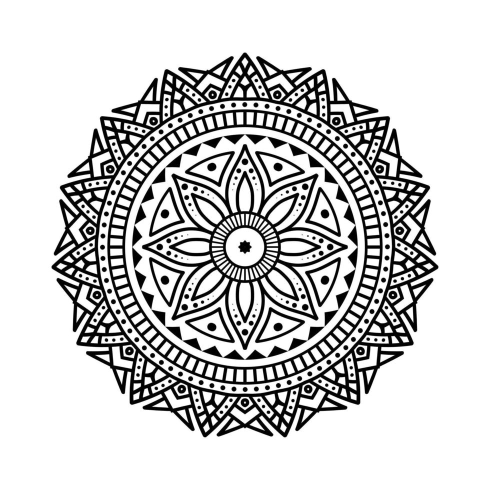 mandala, garabatos de plantilla de patrón de mandala, patrones de adorno redondo para henna, mehndi, tatuaje, página de libro para colorear vector