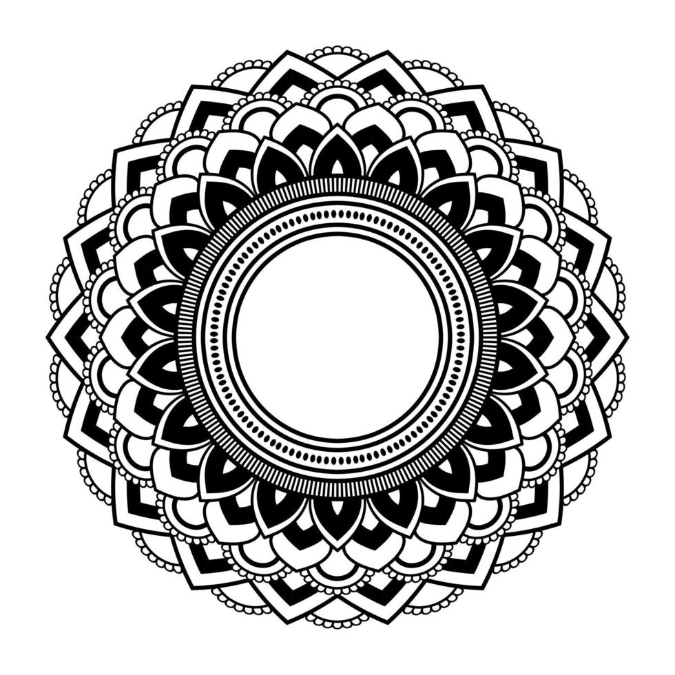 mandala, garabatos de plantilla de patrón de mandala, patrones de adorno redondo para henna, mehndi, tatuaje, página de libro para colorear vector