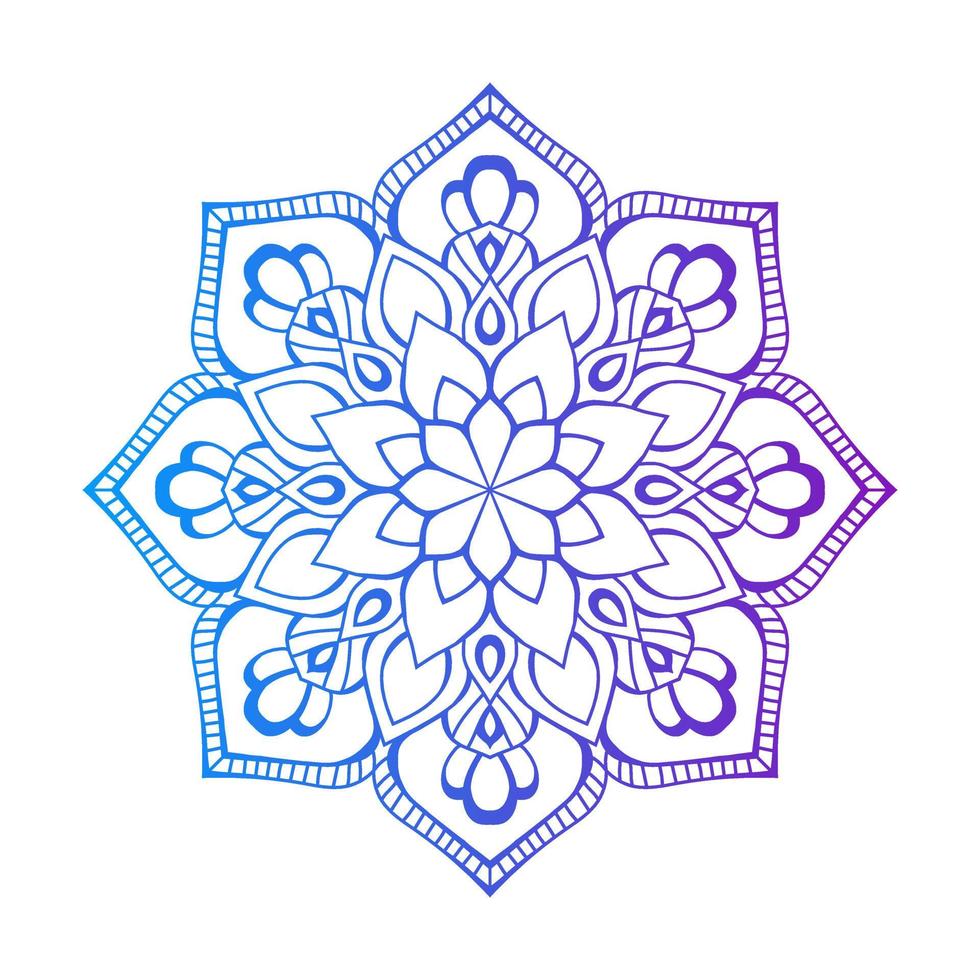 Gradient color mandala on white isolated background, Mandala with floral patterns. Ornaments vector