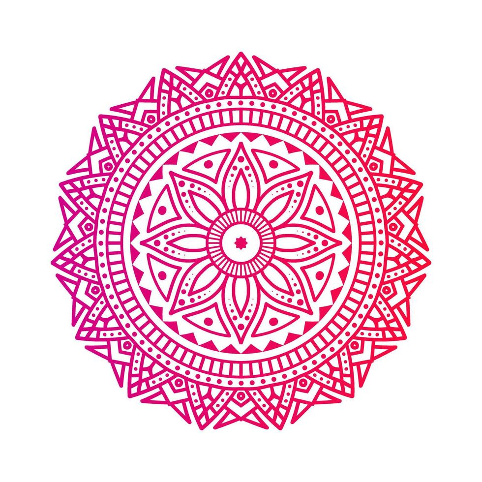 Gradient color mandala on white isolated background, Mandala with floral patterns. Ornaments vector