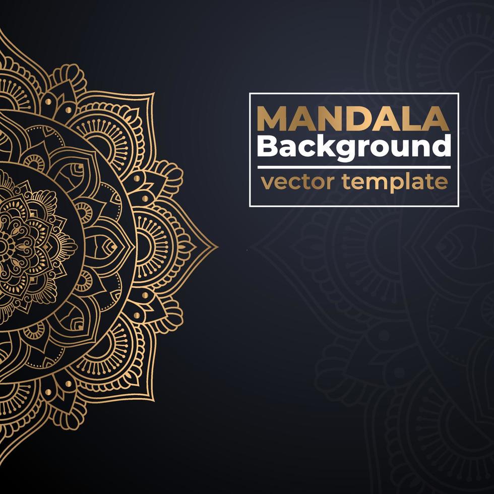 Abstract gold luxury mandala background vector illustration template, Circular ornamental arabesque pattern for print, poster, cover, brochure, flyer