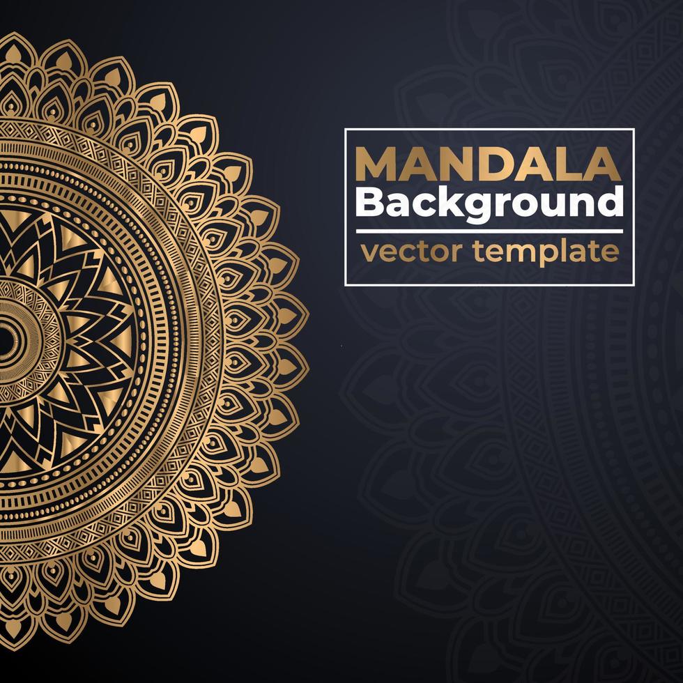 Abstract gold luxury mandala background vector illustration template, Circular ornamental arabesque pattern for print, poster, cover, brochure, flyer
