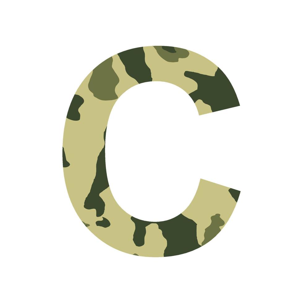 English alphabet letter C, khaki style isolated on white background - Vector