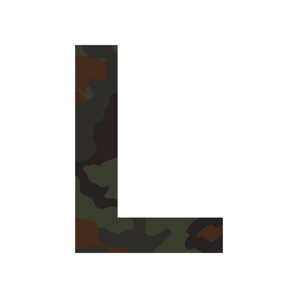 English alphabet letter L, khaki style isolated on white background - Vector