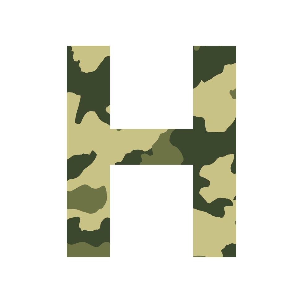 English alphabet letter H, khaki style isolated on white background - Vector
