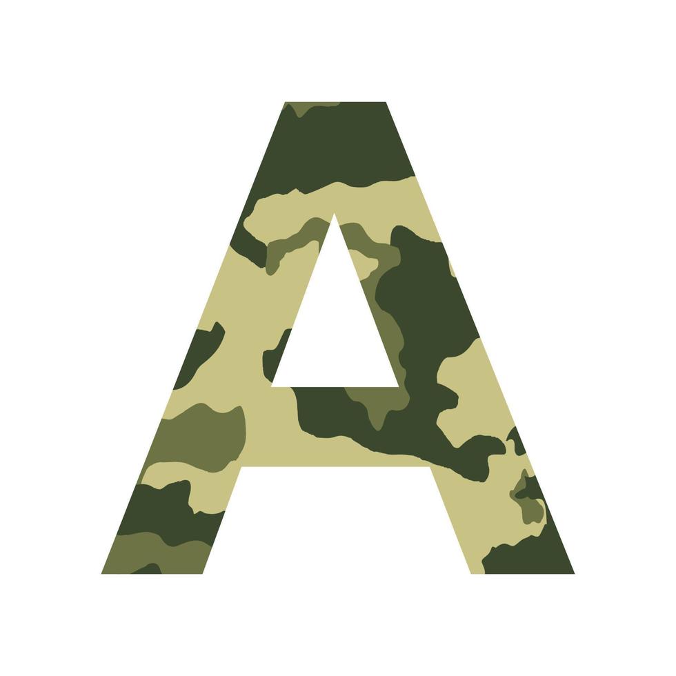English alphabet letter A, khaki style isolated on white background - Vector