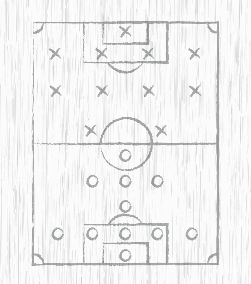 fondo de pizarra con marcas de fútbol oficiales pintadas en una tabla de madera blanca - vector