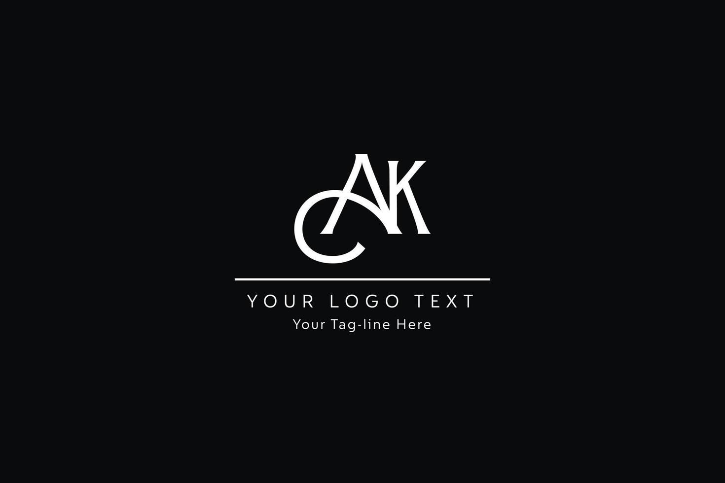 diseño del logotipo de la letra AK. ilustración de vector de icono de letras ak moderno creativo.