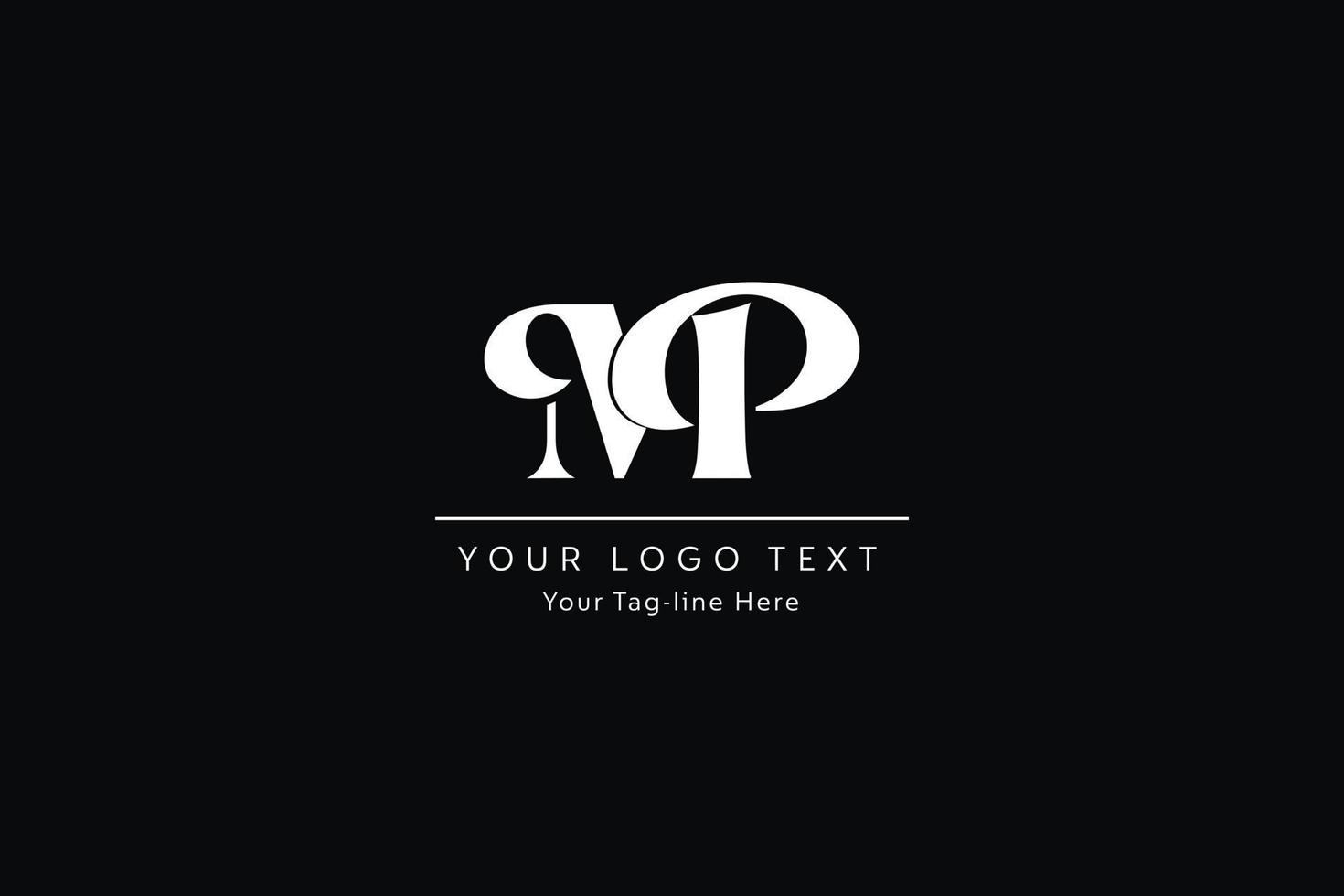 diseño de logotipo de letra mp. ilustración de vector de icono de letras pm moderno creativo.