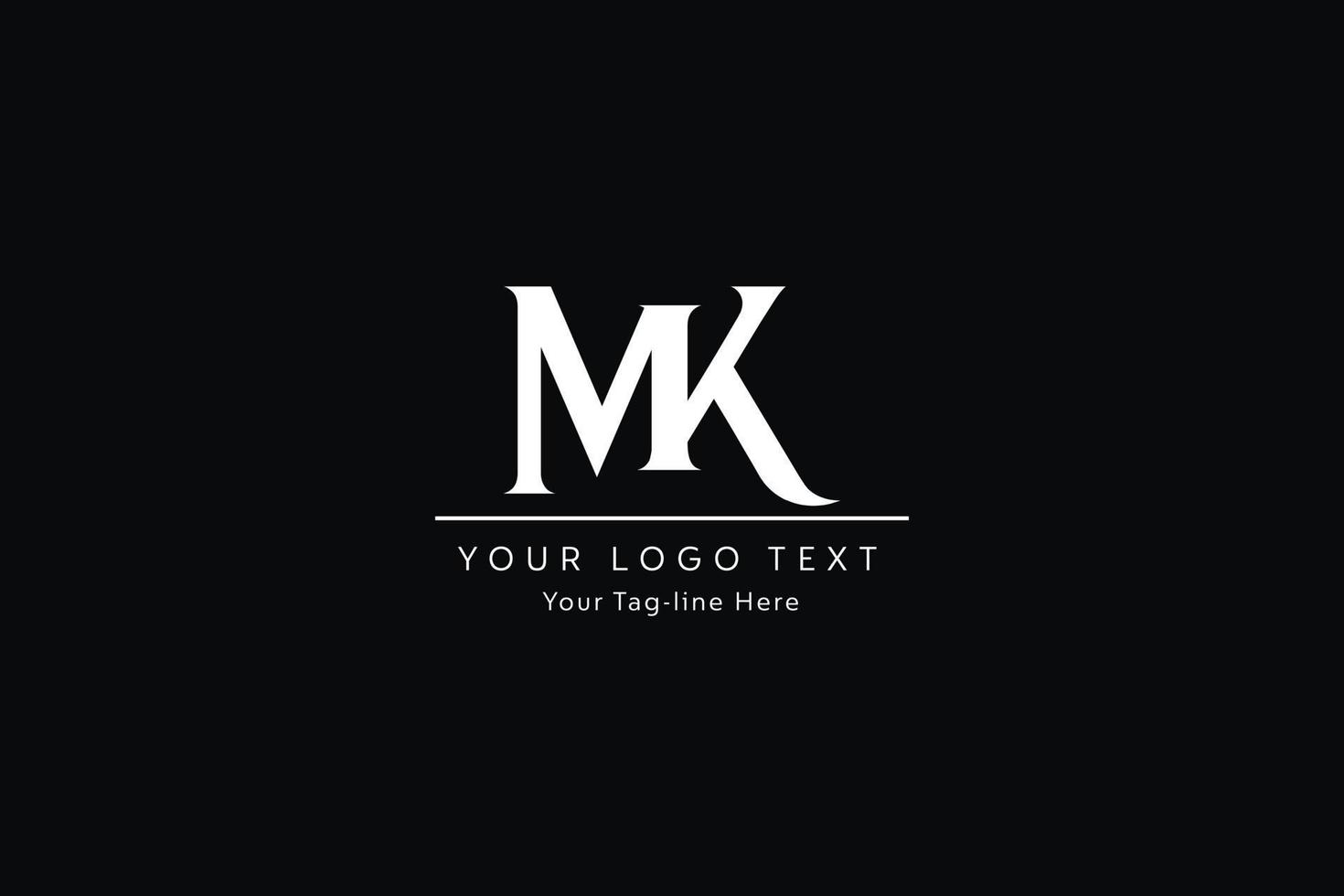 diseño del logotipo de la letra mk. Ilustración de vector de icono de letras km modernas creativas.