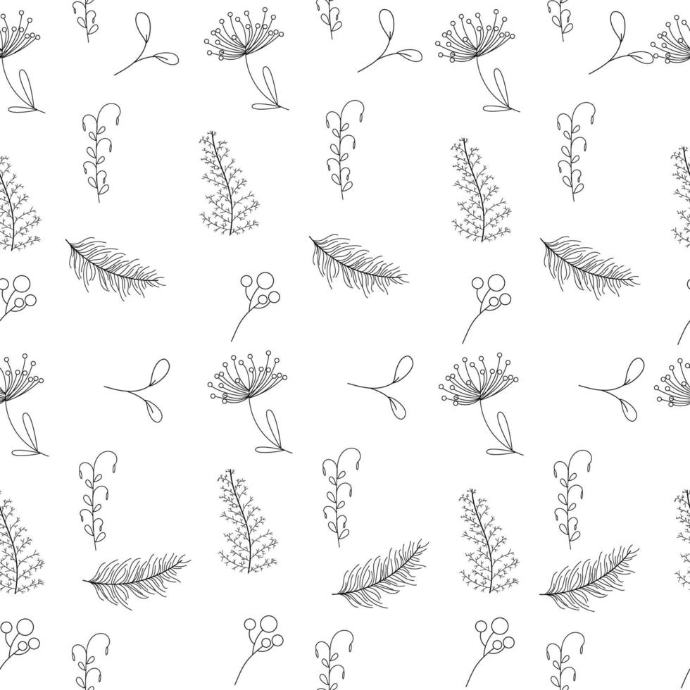 Pattern of different grass outline. Vector