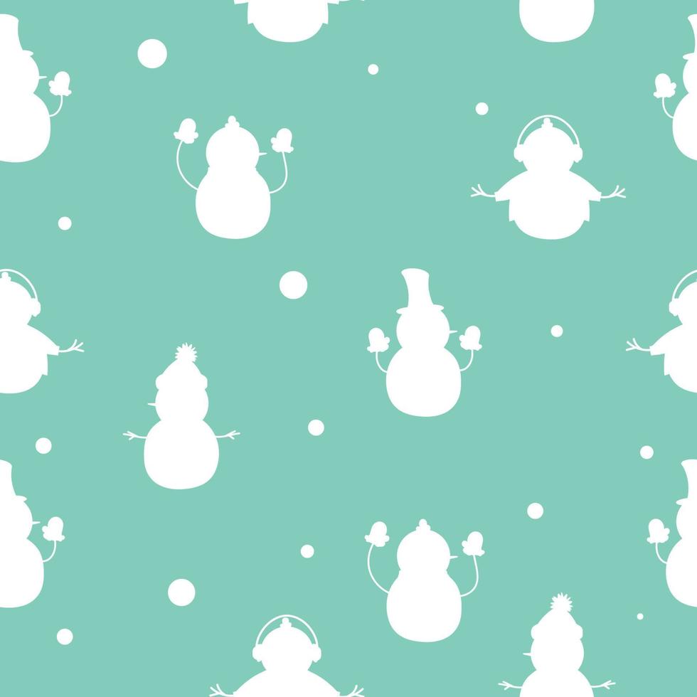 Pattern with snowman silhouette. Vector