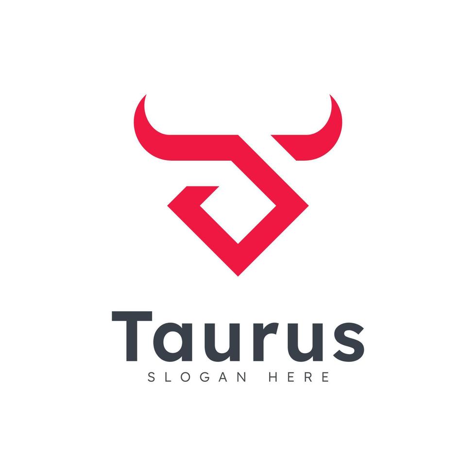 Bull head logo. Abstract bull head with horns icon. vector