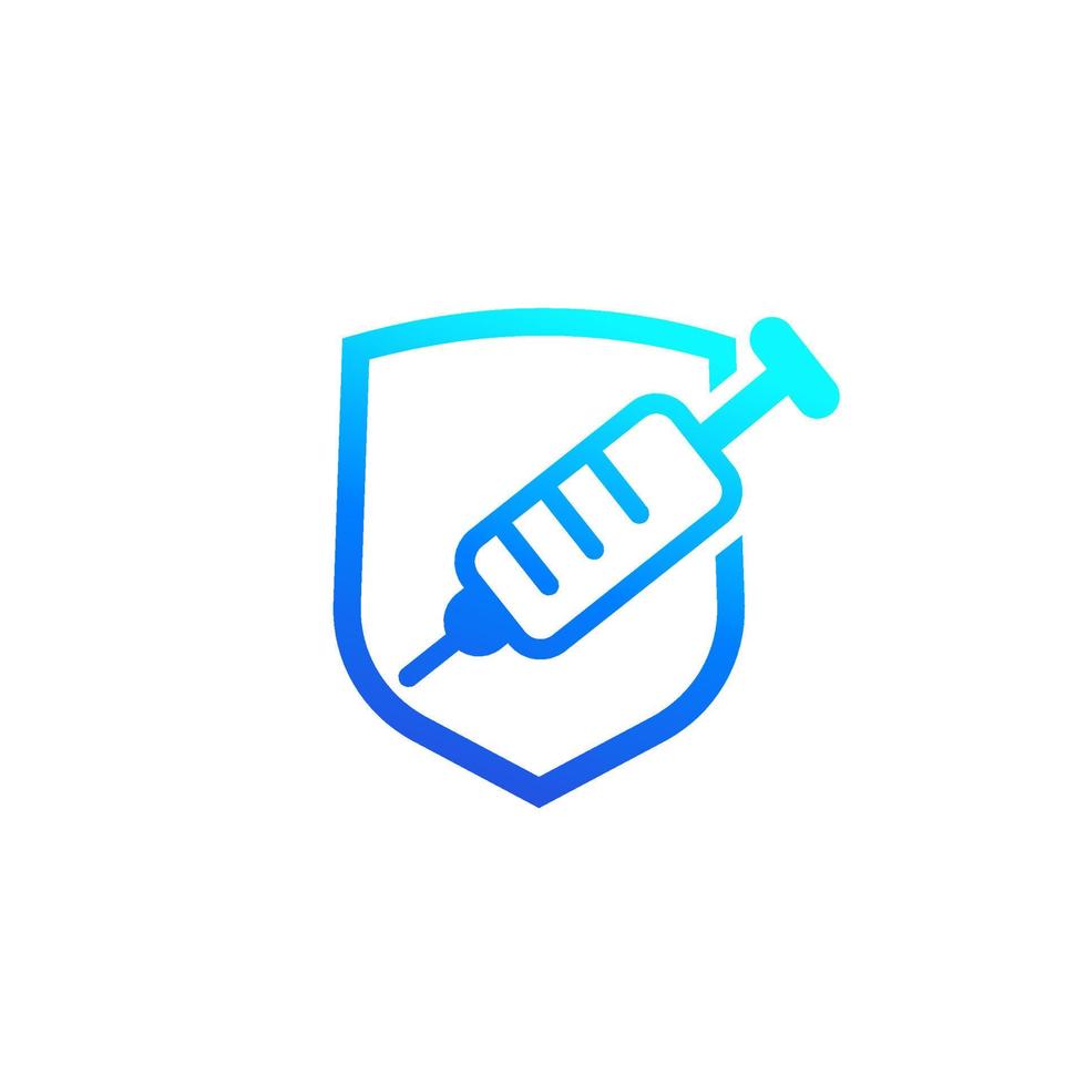 vaccine icon with a shield and a syringe vector