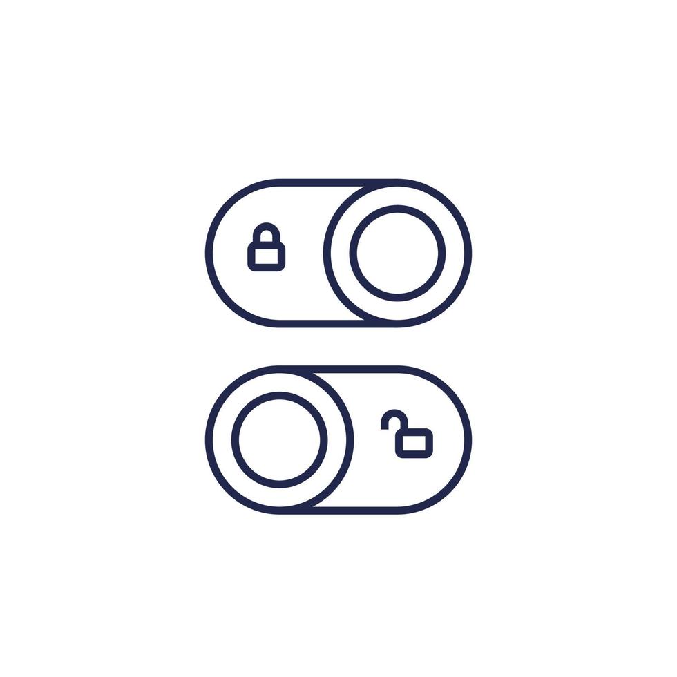 lock switch line icons, vector