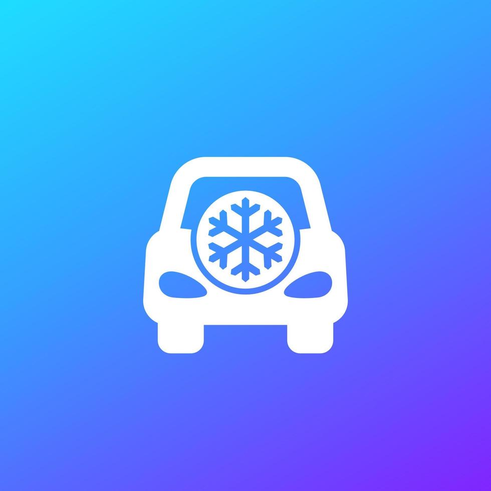 frost warning icon with a car, vector