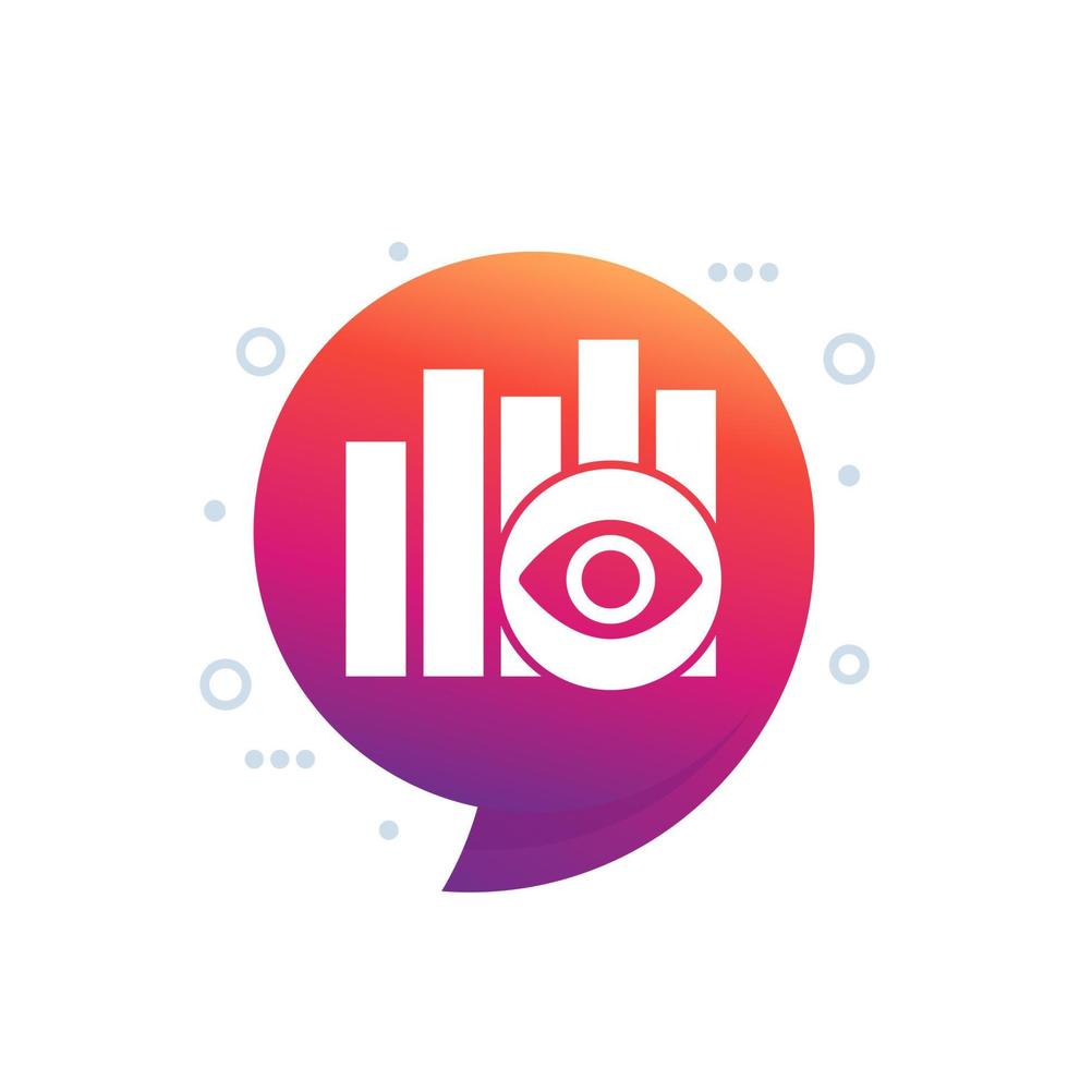 Views analytics icon with eye and graph vector