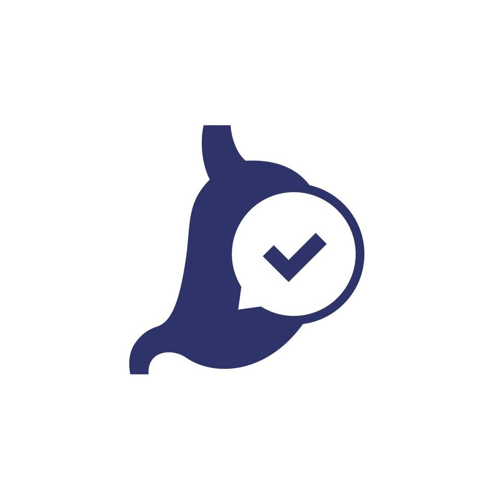 good digestion icon with a stomach and check mark vector