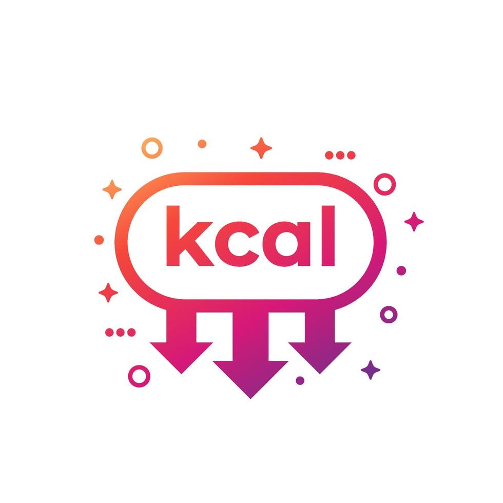 kcal, kilocalorie reducing icon, vector art