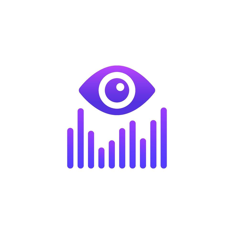 Views analytics icon, eye and graph vector
