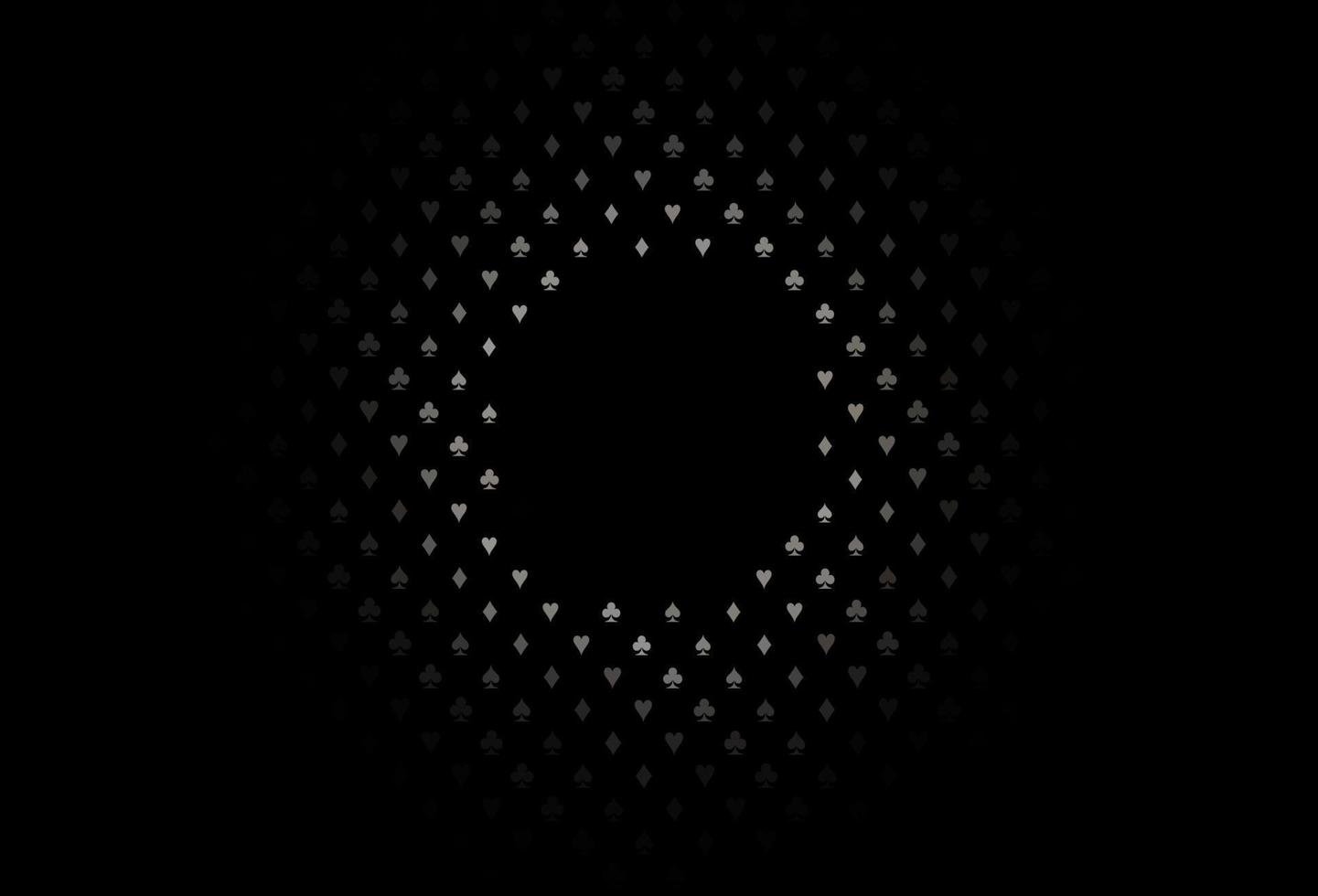 Dark black vector background with cards signs.