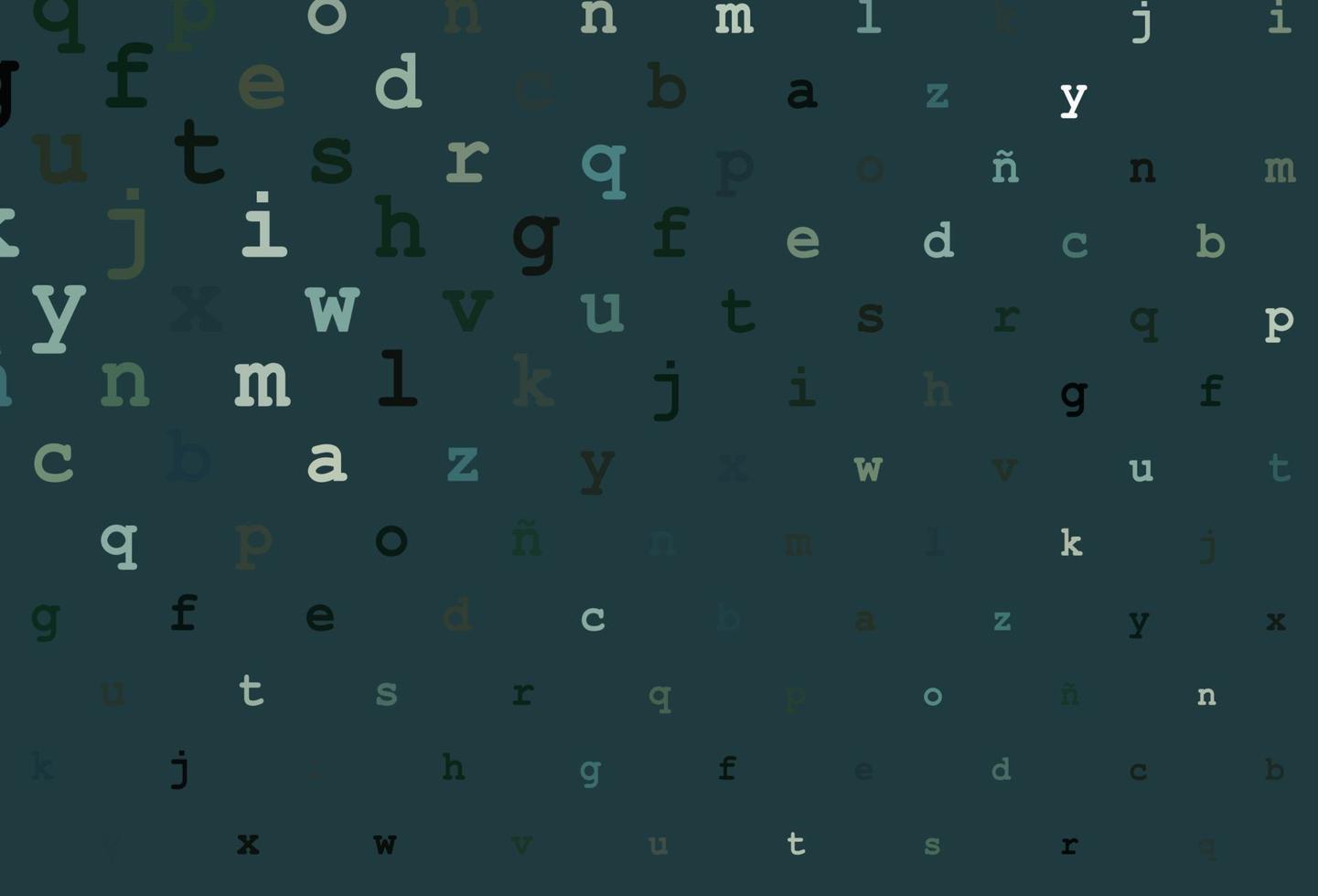 Dark green vector template with isolated letters.