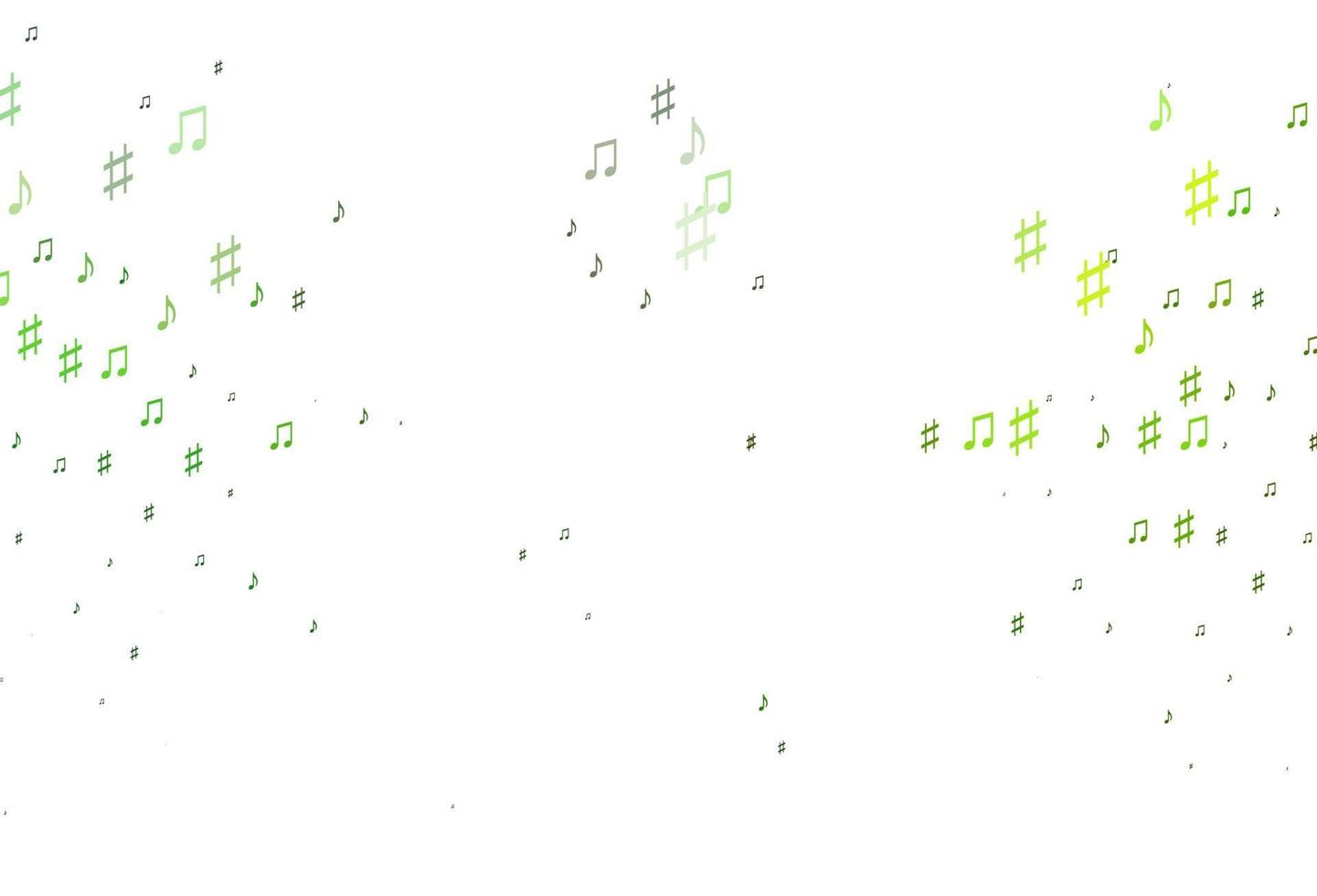 textura de vector verde claro con notas musicales.