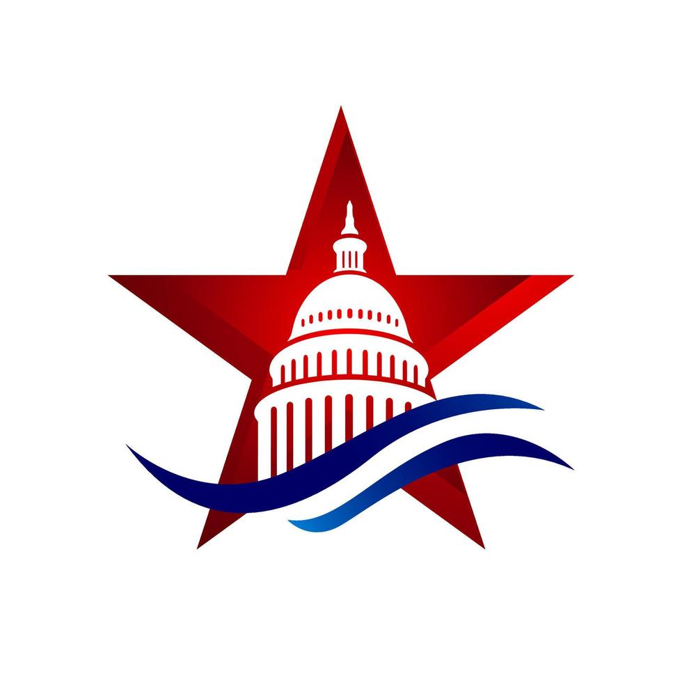 diseño de logotipo de vector de edificio de capitolio americano simple creativo