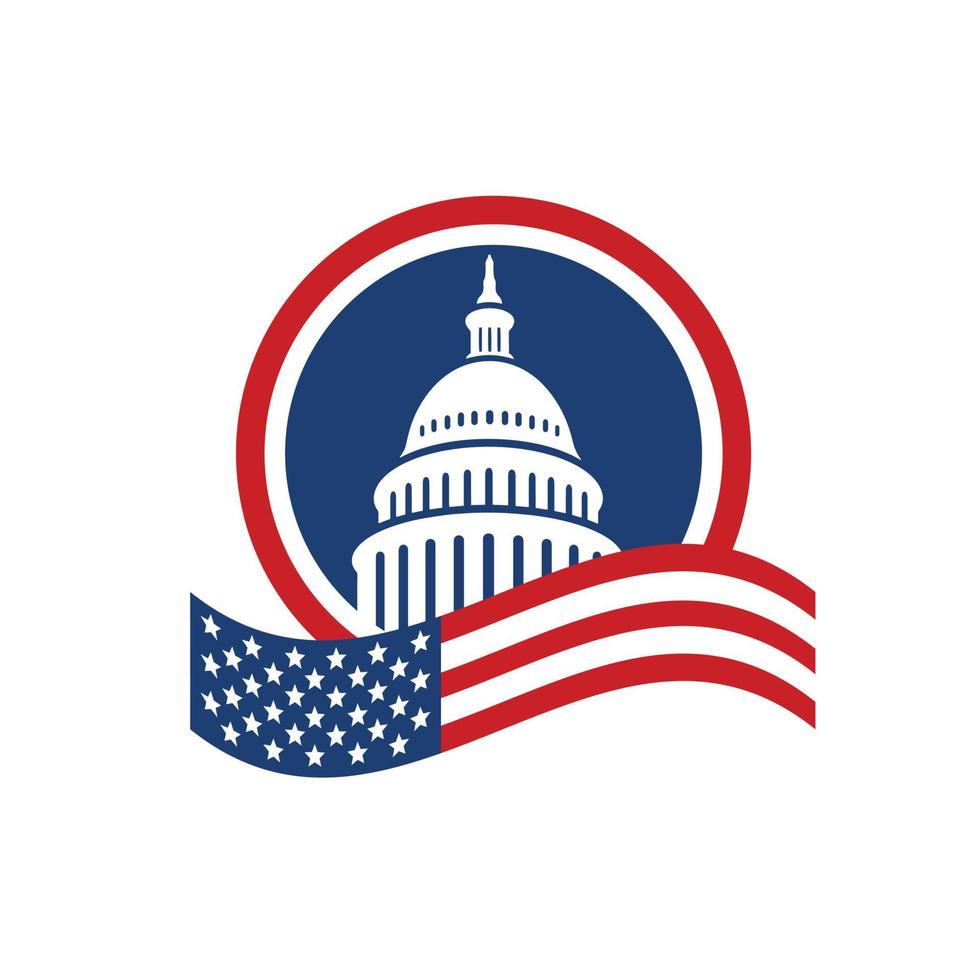 creative simple american capitol building vector logo design