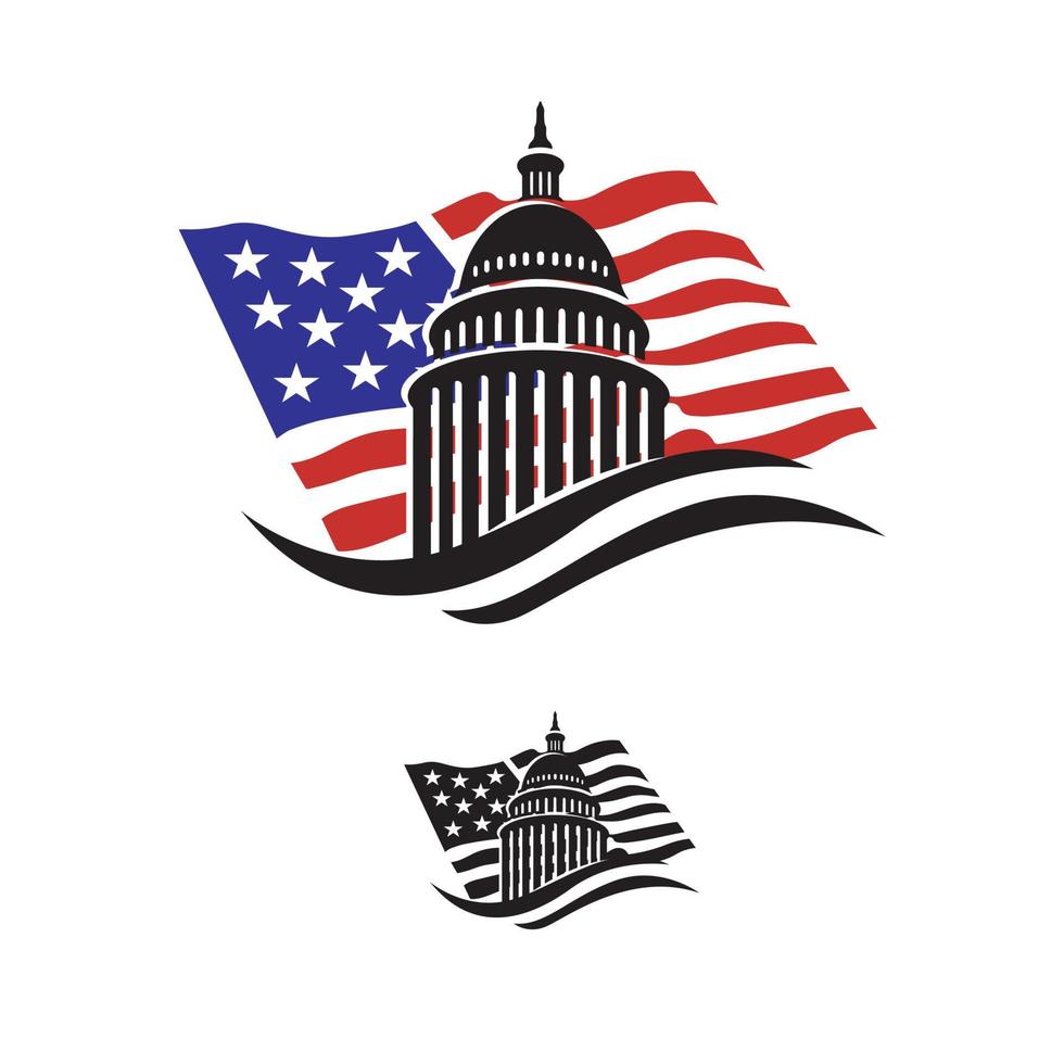 creative simple american capitol building vector logo design