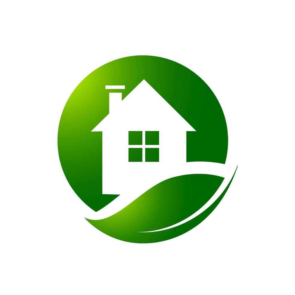 diseño de icono de vector de logotipo de casa verde ecológico hogar amigable con el medio ambiente