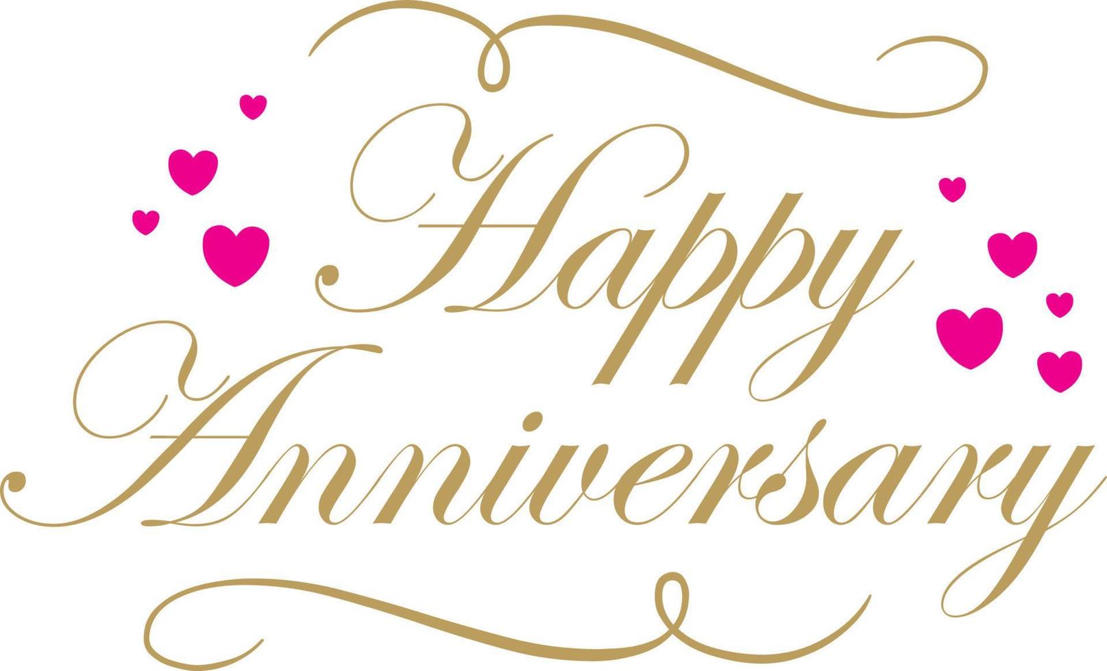 Happy Anniversary text Lovely Hand lettering with love and couple element vector illustration