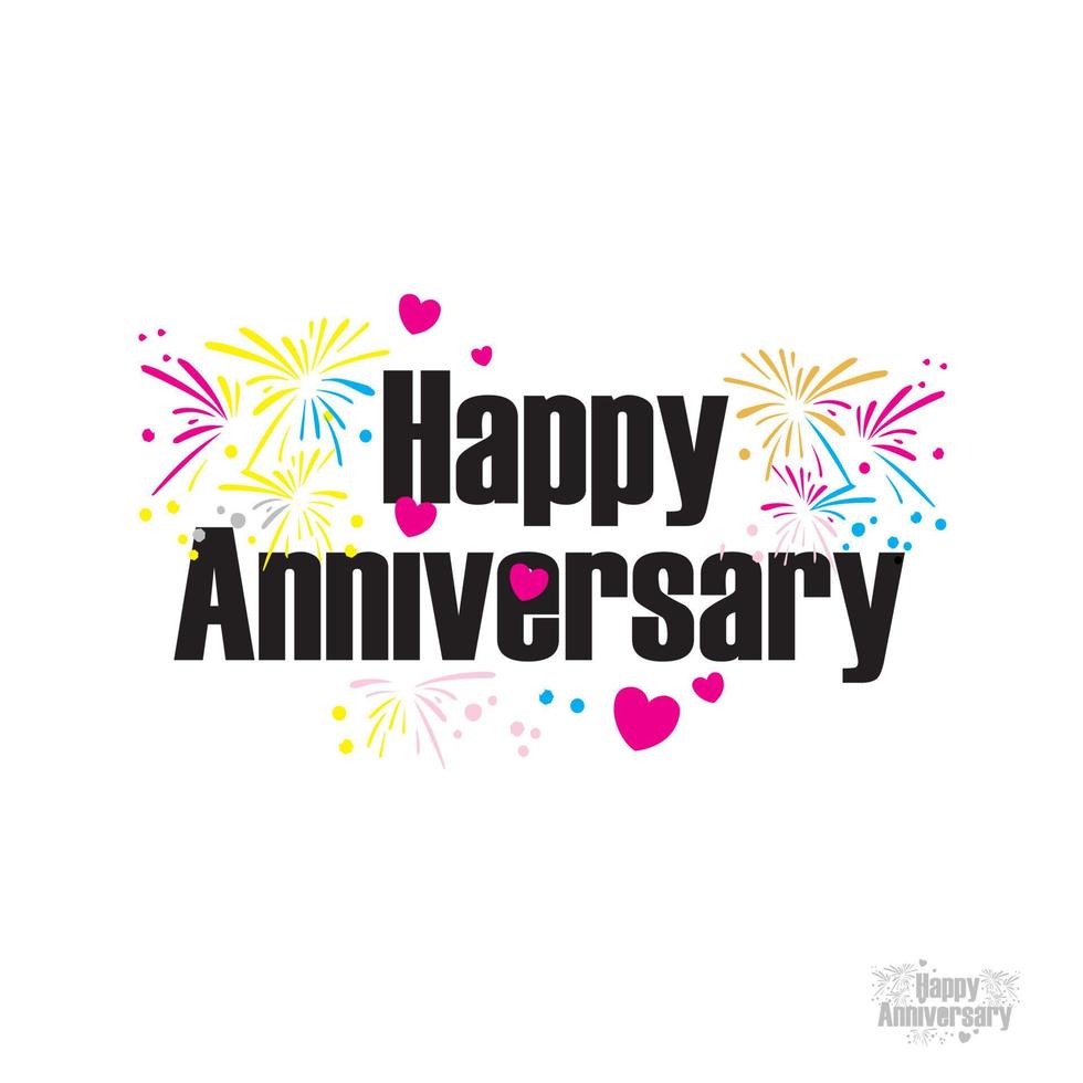 Happy Anniversary text Lovely Hand lettering with love and couple element vector illustration